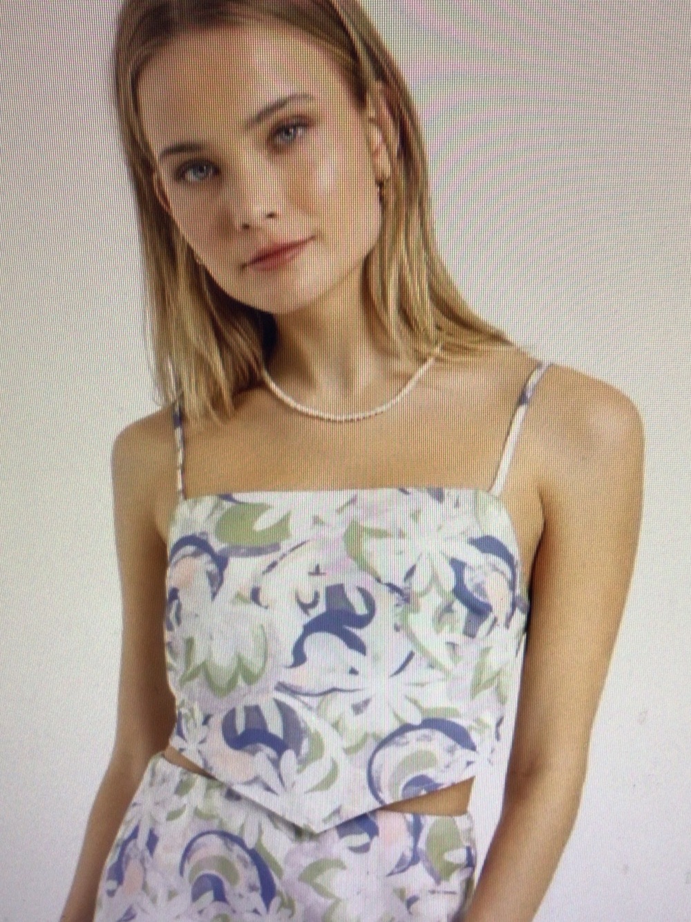 lululemon athletica White Floral Print Cropped Cami Top